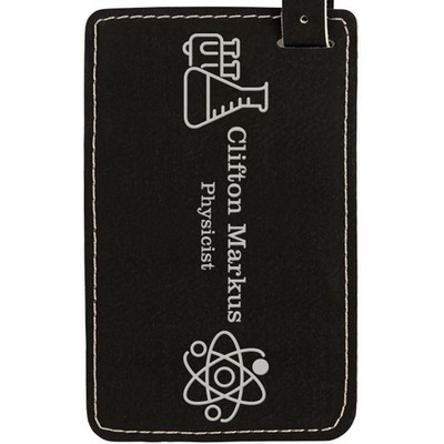 Luggage ID Tag – Black/Silver, Leatherette
