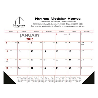 Triumph® Calendars Red & Black Desk Pad with Vinyl Corners