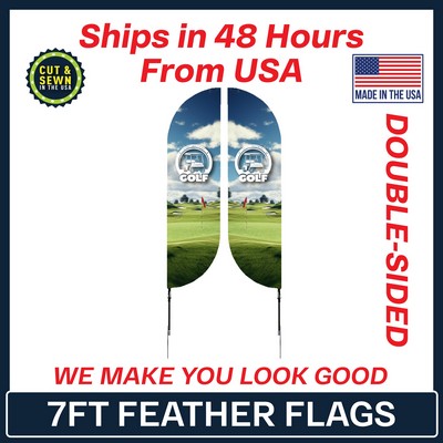 7' Feather Flag - Double Sided /w Spike Base - Made in the USA