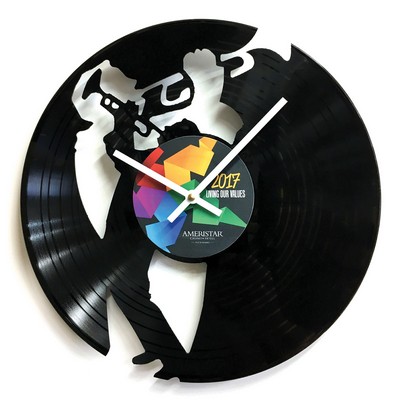 Recycled Vinyl Record Custom Cut LP Wall Clock - 1 Layer