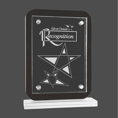 Black Floating Glass Standup Plaque (7½"x10")