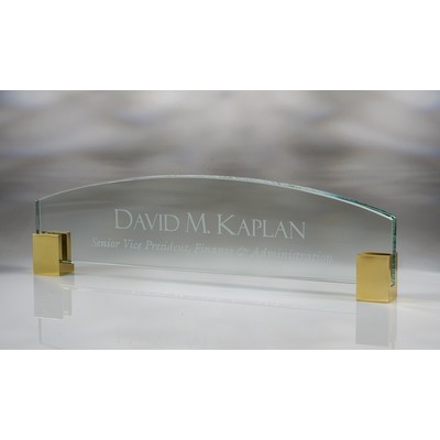 Jade Glass Name Plate With Corners