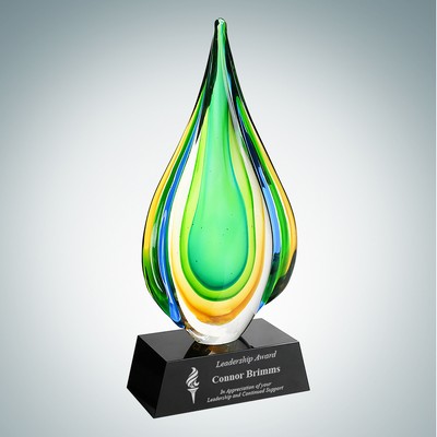 Art Glass Rainforest Award w/ Black Base