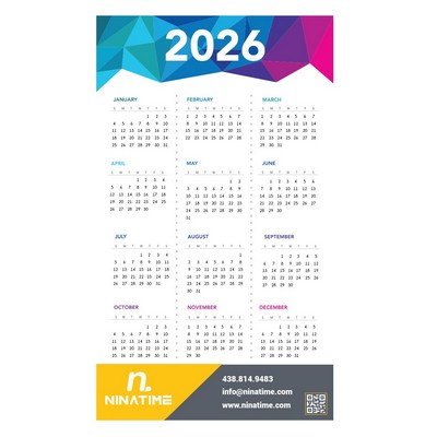 Paper Wall Calendar - 17"x29"