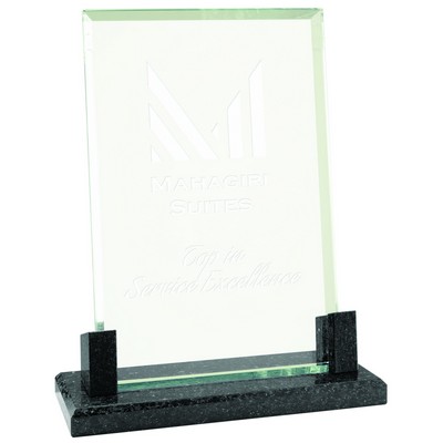 8" Rectangle Glass Award with Black Marble Base