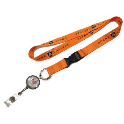 1" Full Color Sublimated Lanyard w/ Metal Badge Reel set