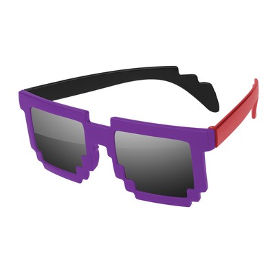 3-Tone Pixel Mirror Sunglasses W/ 1-Color Imprints