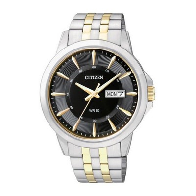 Citizen® Men's Quartz Two-Tone Stainless Steel Watch W/ Black Dial