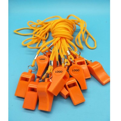 Multi-Color Plastic Whistle with Lanyard