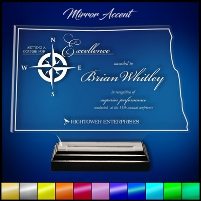 7" North Dakota Clear Acrylic Award with Mirror Accent