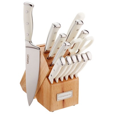 Cuisinart® Classic Forged Triple Rivet, 15-Piece Knife Block Set, White