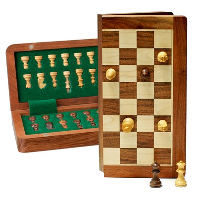 7" Magnetic Wood Folding Chess Set