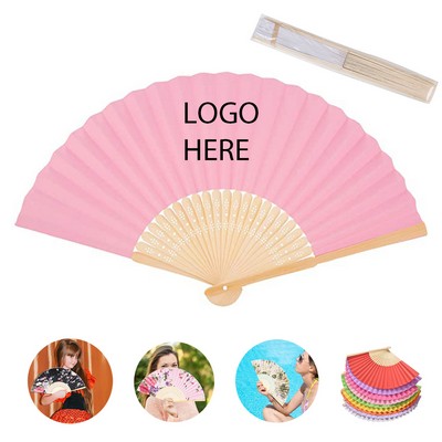 8" Handheld Folding Paper Fan
