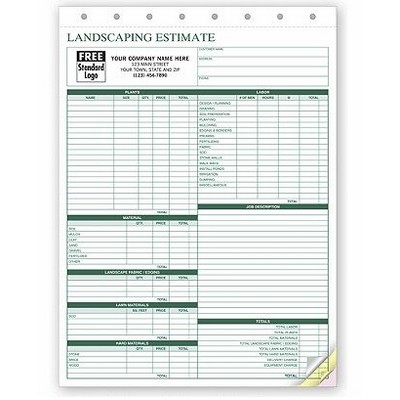Landscaping Estimate Forms (3 Part)