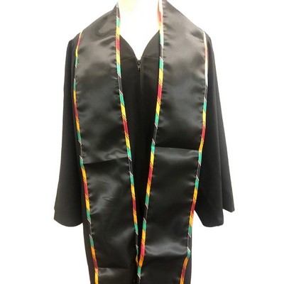 Black Graduation Sash With Kente Trim