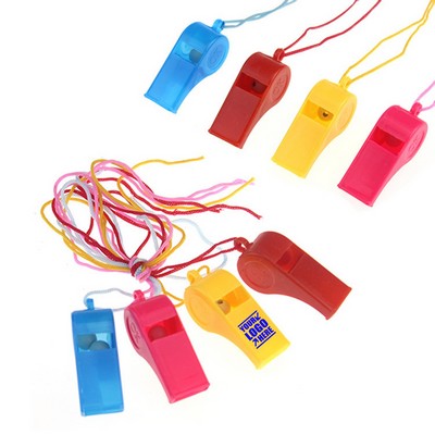 Plastic Emergency Whistles w/Lanyard