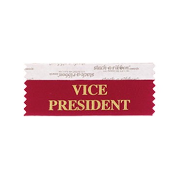 Vice President Stk A Rbn Maroon Ribbon With Gold Imp