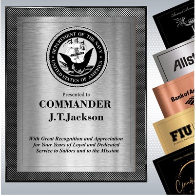 Piano Carbon Fiber Finish Plaque w/Choice of Single Plate (10.5" x 13")