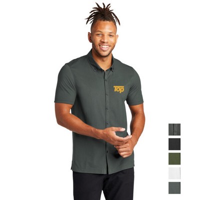 MERCER+METTLE® Stretch Pique Full-Button Embroidered Polo
