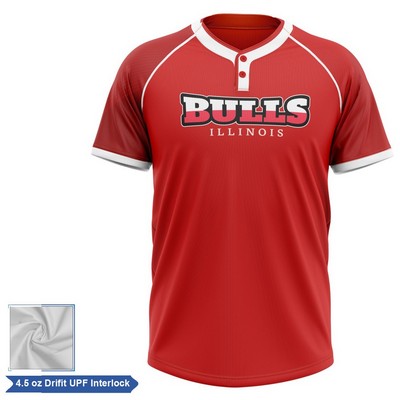 Sublimation UPF DriFit 2-Button Baseball Henley - Men Women