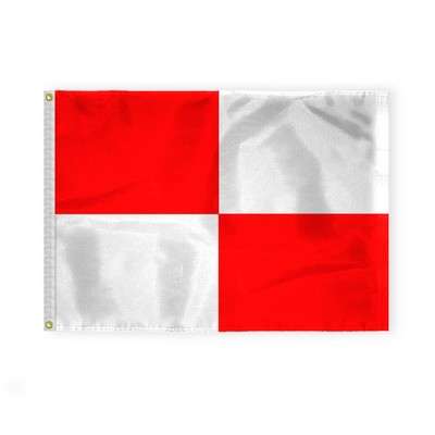 2.5'x3.3' 1ply Nylon Red & White Beach Safety Flag with Grommets – Printed