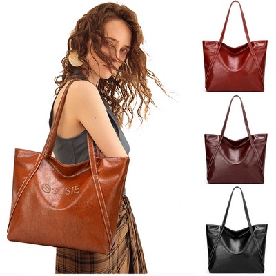 Vintage Waxed PU Leather Shoulder Bag