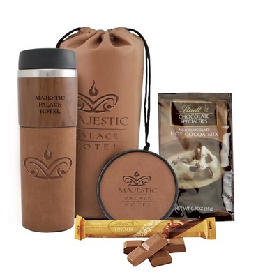 Woodgrain Tumbler, Coaster & Lindt Cocoa & Chocolates