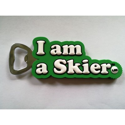 Custom Shaped PVC Bottle Opener Key Ring with Metal Insert