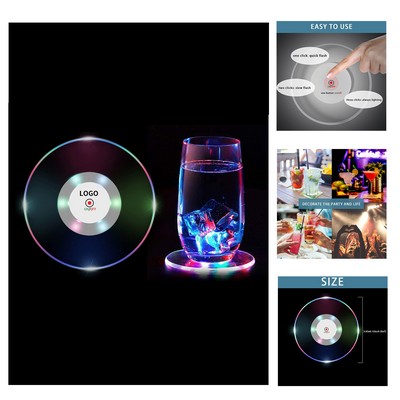 3.93" Diameter 6 Colors 3 Light Modes Colorful Led Ultra-Thin Light up Drink Coaster