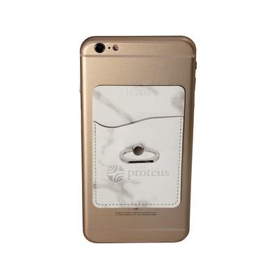 Marble Card Holder With Metal Ring Phone Stand