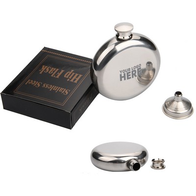 5 OZ Stainless Steel Round Flasks With Funnel