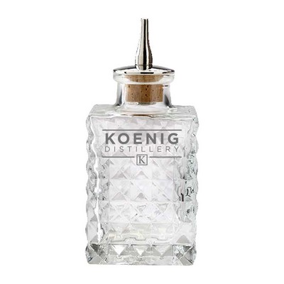 3oz. Glass Bitters Bottle Square Retro Design
