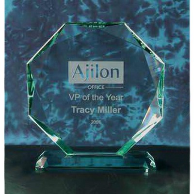 Octagonal Jade Glass award 8.62"