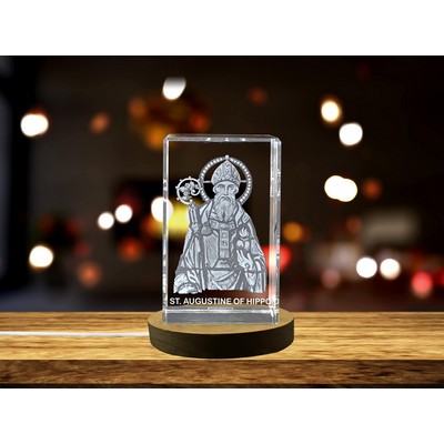 St. Augustine of Hippo 3D Engraved Crystal Sculpture w/LED Base