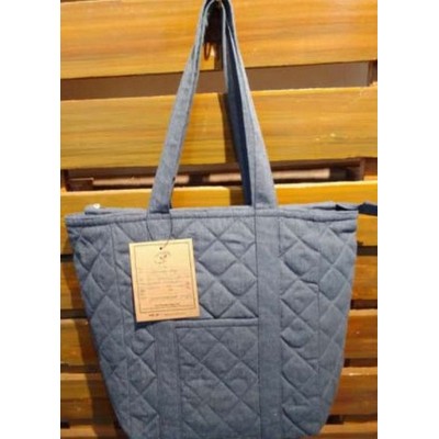 Blue Quilted Shopper Bag
