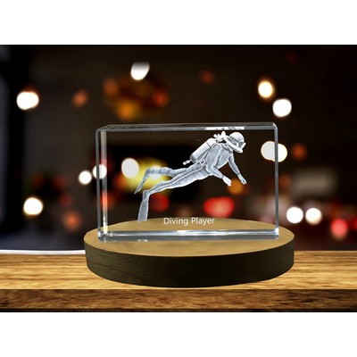 Diving Player 3D Engraved Crystal Trophy