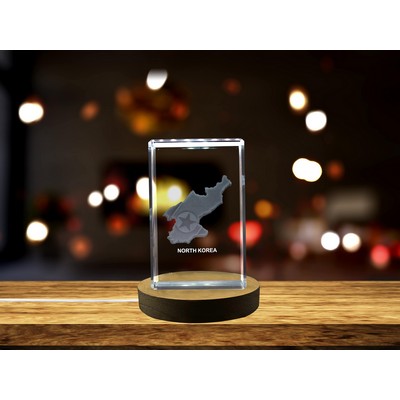 North Korea 3D Engraved Crystal Trophy Award w/LED Base