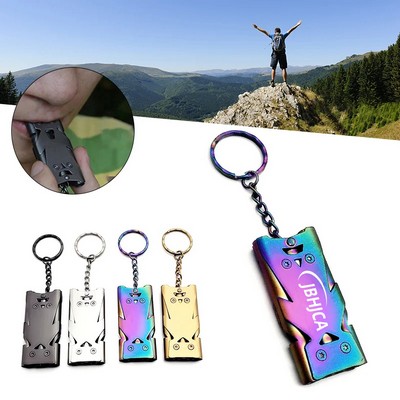 Double Pipe Whistle With Keychain