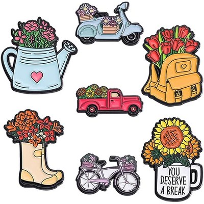 Custom Flower Shaped Cute Enamel Lapel Pins Brooch Pin Badge W/Butterfly Clutch Tie Tack