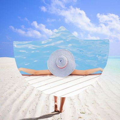 59 x 51" Custom Beach Poncho Towel Swimming Towel#2
