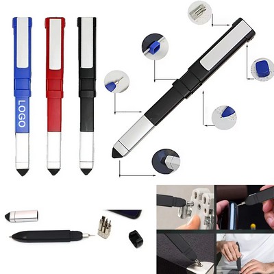 4-in-1 Multifunctional ABS Tech Tool Ballpoint Pen w/Screwdriver & Phone Stand & Stylus