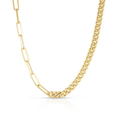 Jilco Inc. Yellow Gold Curb & Paperclip Necklace