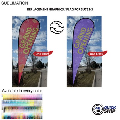 48 Hr Quick Ship - Replacement Flag for 16' X-Large Tear Drop Flag Kit, Full Color Graphics One Side