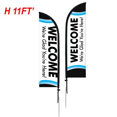 11' Double Sided Feather Flag Kit With Spike Base