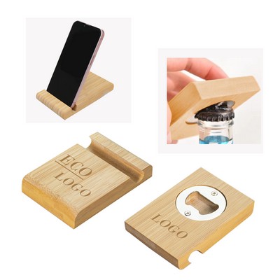 2" 1 Bamboo Phone Stand w/Bottle Opener