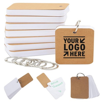 250 GSM 2.2 x 3.5" 50 Sheets Blank Flash Cards with Rings for Study