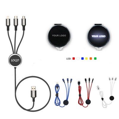 3" 1 Charging Cable With Led Light-Emitting Logo