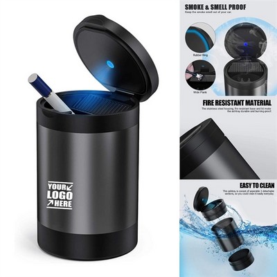 Portable Car Ashtray With Led Blue Light Lid