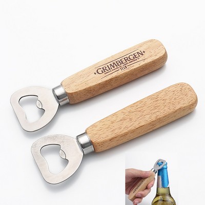 Wood-Handle Stainless Steel Bottle Opener