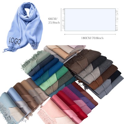Polyester Double-sided Warm Scarf with Fringe